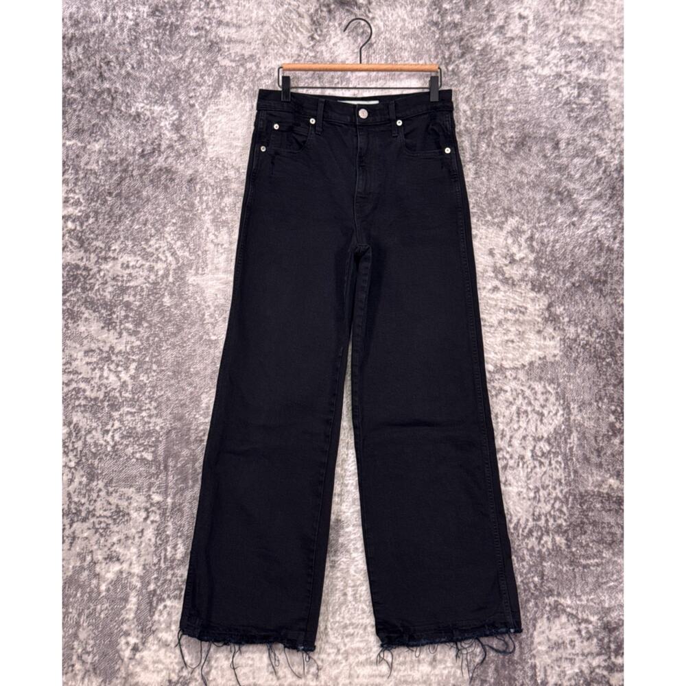 AMO Frida Jeans 30 Womens High Rise Wide Leg Black Wash Denim